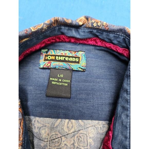2OH Threads Paisley Western Shirt Old Hippies Snap Blouse 2 OH Large - Picture 9 of 12